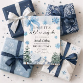 Blue Winter Baby Shower Invitation 招待状