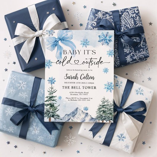 Blue Winter Baby Shower Invitation 招待状