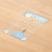 Blue Winter Blonde Hair Princess Birthday Party アクリル招待状 (レイダウン)