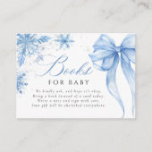 Blue Winter Bow Baby Shower Books for Baby エンクロージャーカード (正面)