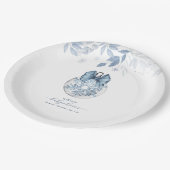 Blue Winter Bow Snowflake Ornament Baby Shower  ペーパープレート (アングル)