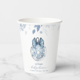 Blue Winter Bow Snowflake Ornament Baby Shower  紙コップ