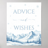 Blue Winter Bridal Shower Advice and Wishes ポスター (正面)