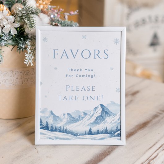Blue Winter Bridal Shower Favor ポスター