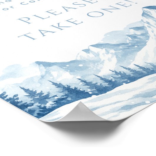 Blue Winter Bridal Shower Favor ポスター (角)
