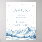 Blue Winter Bridal Shower Favor ポスター (正面)