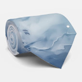 Blue Winter Cabin Mountains Lake ネクタイ (ロール)