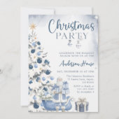 Blue Winter Christmas Party Invitation 招待状 (正面)