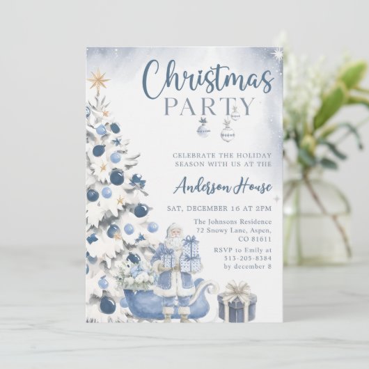 Blue Winter Christmas Party Invitation 招待状 (スタンド正面)