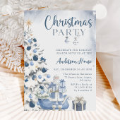 Blue Winter Christmas Party Invitation 招待状