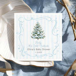 Blue Winter Christmas Tree Baby Shower スタンダードカクテルナプキン