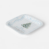 Blue Winter Christmas Tree Baby Shower ペーパープレート (傾斜あり)