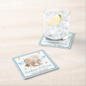Blue Winter Cookies & Cocoa Baby Shower スクエアペーパーコースター (インサイチュ)