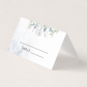 Blue winter eucalyptus wedding place cards (正面)