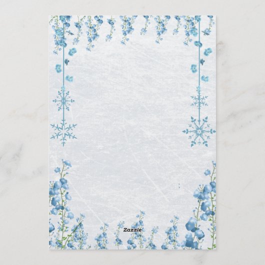 Blue Winter Floral Wedding Invitation 招待状 (裏面)