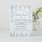 Blue Winter Floral Wedding Invitation 招待状 (スタンド正面)