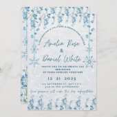 Blue Winter Floral Wedding Invitation 招待状 (正面/裏面)
