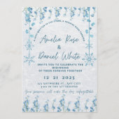 Blue Winter Floral Wedding Invitation 招待状 (正面)