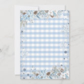 Blue Winter Flowers  Baby Shower Snowflakes 招待状 (裏面)