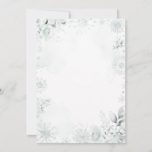 Blue Winter Forest Bear Balloon First Birthday 招待状 (裏面)