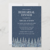 Blue Winter Forest Rustic Rehearsal Dinner 招待状 (正面)