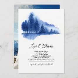 Blue Winter Forest Thank You's Photo 結婚 Card サンキューカード