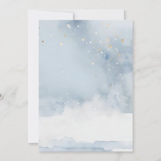 Blue Winter It's A Boy Baby Clothes Baby Sprinkle 招待状 (裏面)