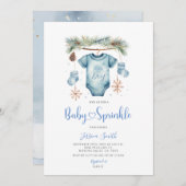 Blue Winter It's A Boy Baby Clothes Baby Sprinkle 招待状 (正面/裏面)