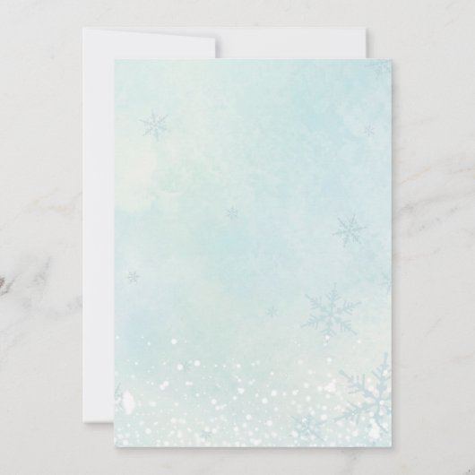 Blue Winter Onederland Baby Kid First Birthday 招待状 (裏面)