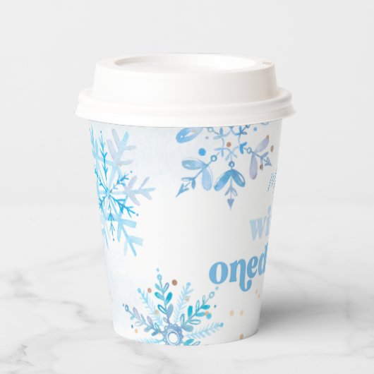 Blue Winter Onederland Hot Cocoa Cups 紙コップ (正面)