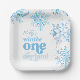 Blue Winter Onederland Party Plates ペーパープレート