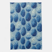 Blue Winter Pine Cone Pattern キッチンタオル (縦)