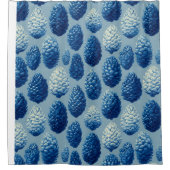 Blue Winter Pine Cone Pattern シャワーカーテン (正面)
