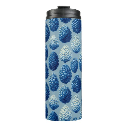 Blue Winter Pine Cone Pattern タンブラー (正面)