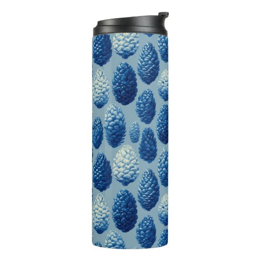 Blue Winter Pine Cone Pattern タンブラー (回転左)
