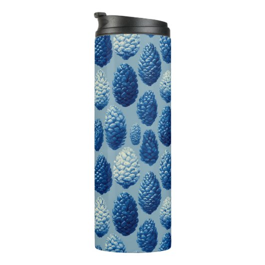Blue Winter Pine Cone Pattern タンブラー (回転右)