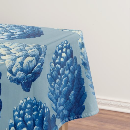 Blue Winter Pine Cone Pattern テーブルクロス (インサイチュ)