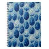 Blue Winter Pine Cone Pattern ノートブック (正面)