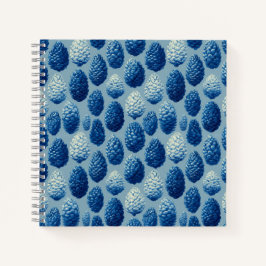 Blue Winter Pine Cone Pattern ノートブック