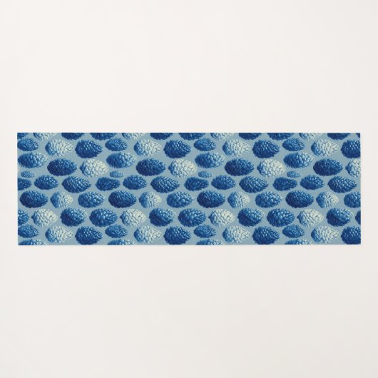 Blue Winter Pine Cone Pattern ヨガマット (裏面(横))