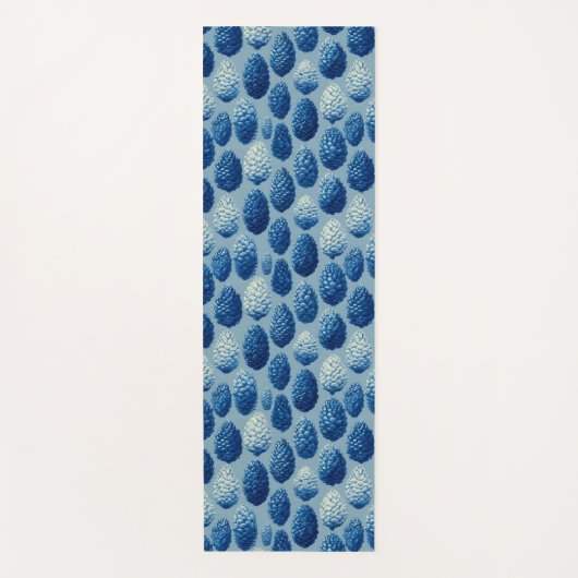 Blue Winter Pine Cone Pattern ヨガマット (正面)