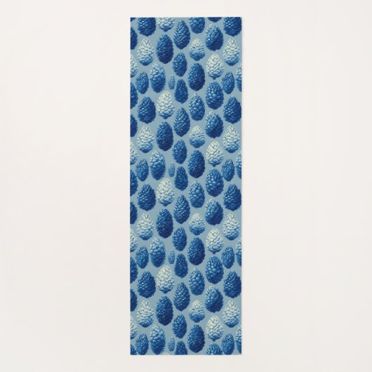 Blue Winter Pine Cone Pattern ヨガマット (裏面)