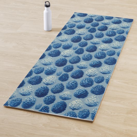 Blue Winter Pine Cone Pattern ヨガマット (インサイチュ)