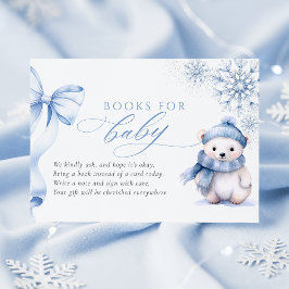 Blue Winter Polar Bear Books for Baby Card エンクロージャーカード