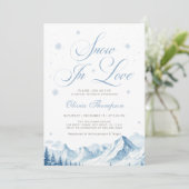Blue Winter Snow In Love Bridal Shower 招待状 (スタンド正面)