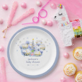 Blue Winter Snow It Take A Village Baby Shower  ペーパープレート (パーティー)