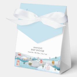 Blue Winter Snow It Takes A Village Baby Shower  フェイバーボックス