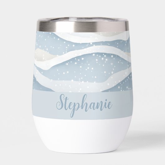 Blue Winter Snowfall Wave Personalized Pattern (背面)