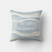 Blue Winter Snowfall Wave Personalized Pattern クッション (裏面)
