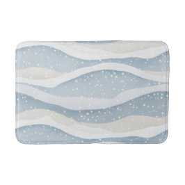 Blue Winter Snowfall Wave Personalized Pattern バスマット